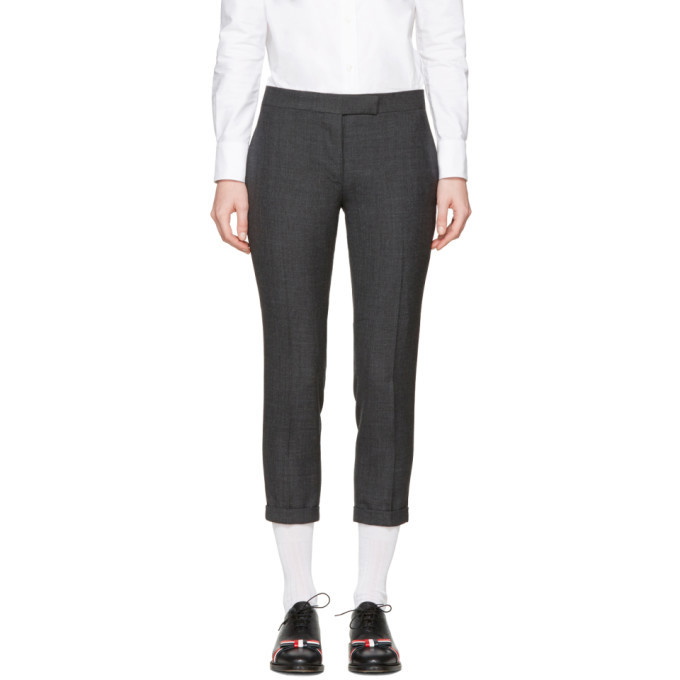 Photo: Thom Browne Grey Low-Rise Skinny Trousers