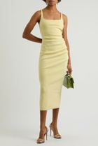 Bec & Bridge Karina Tuck Ruched Midi Dress Yellow