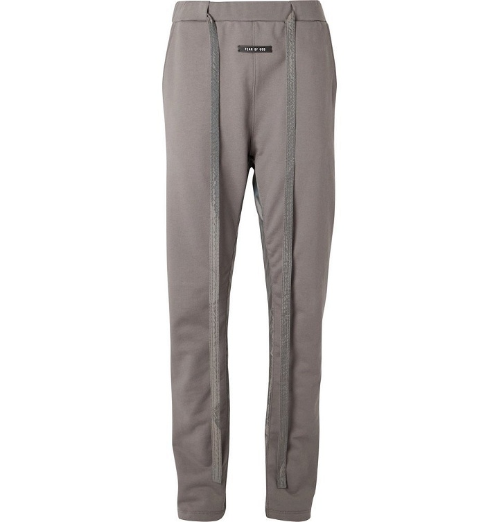 Photo: Fear of God - Tapered Nylon-Trimmed Loopback Cotton-Jersey Sweatpants - Gray