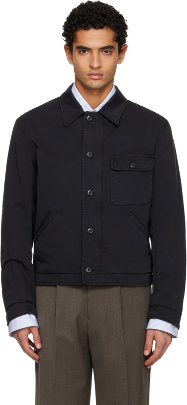 Photo: TONYWACK Black Garment-Dyed Cotton Deck Denim Jacket