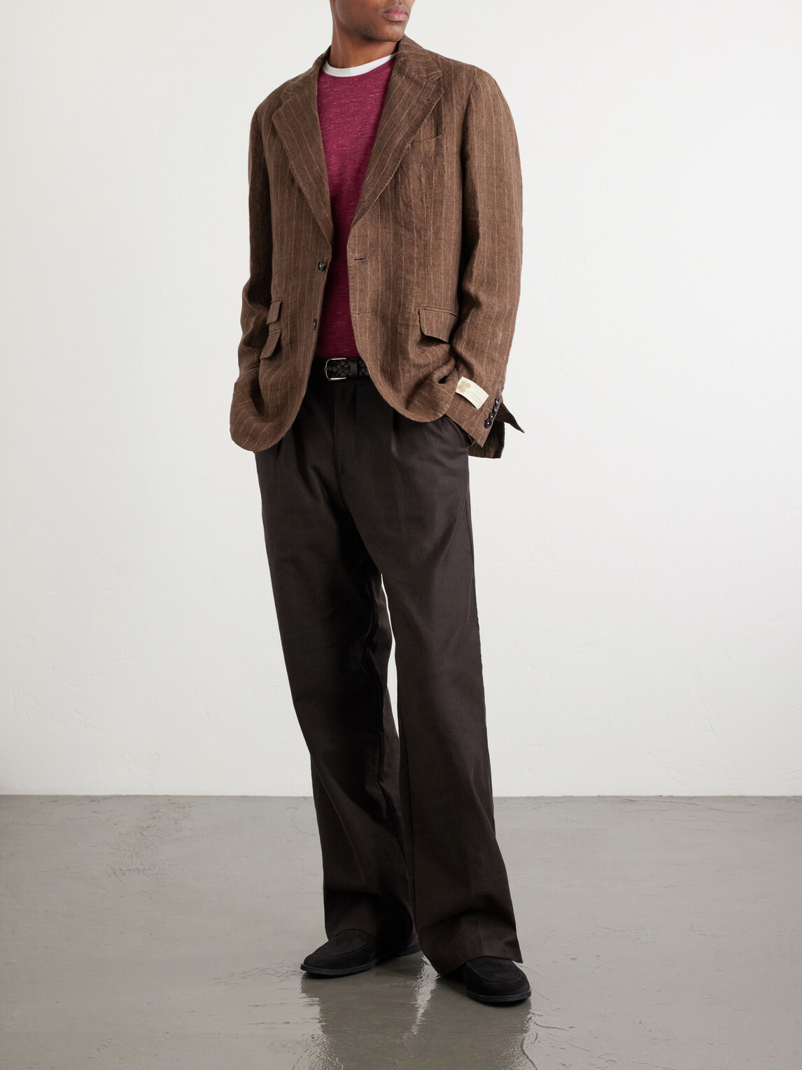 Massimo Alba - Pinstriped Linen Blazer - Brown