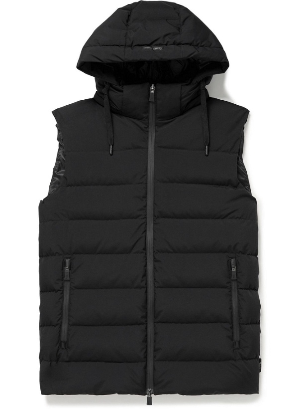Photo: Herno Laminar - Slim-Fit Quilted GORE-TEX WINDSTOPPER Hooded Down Gilet - Black
