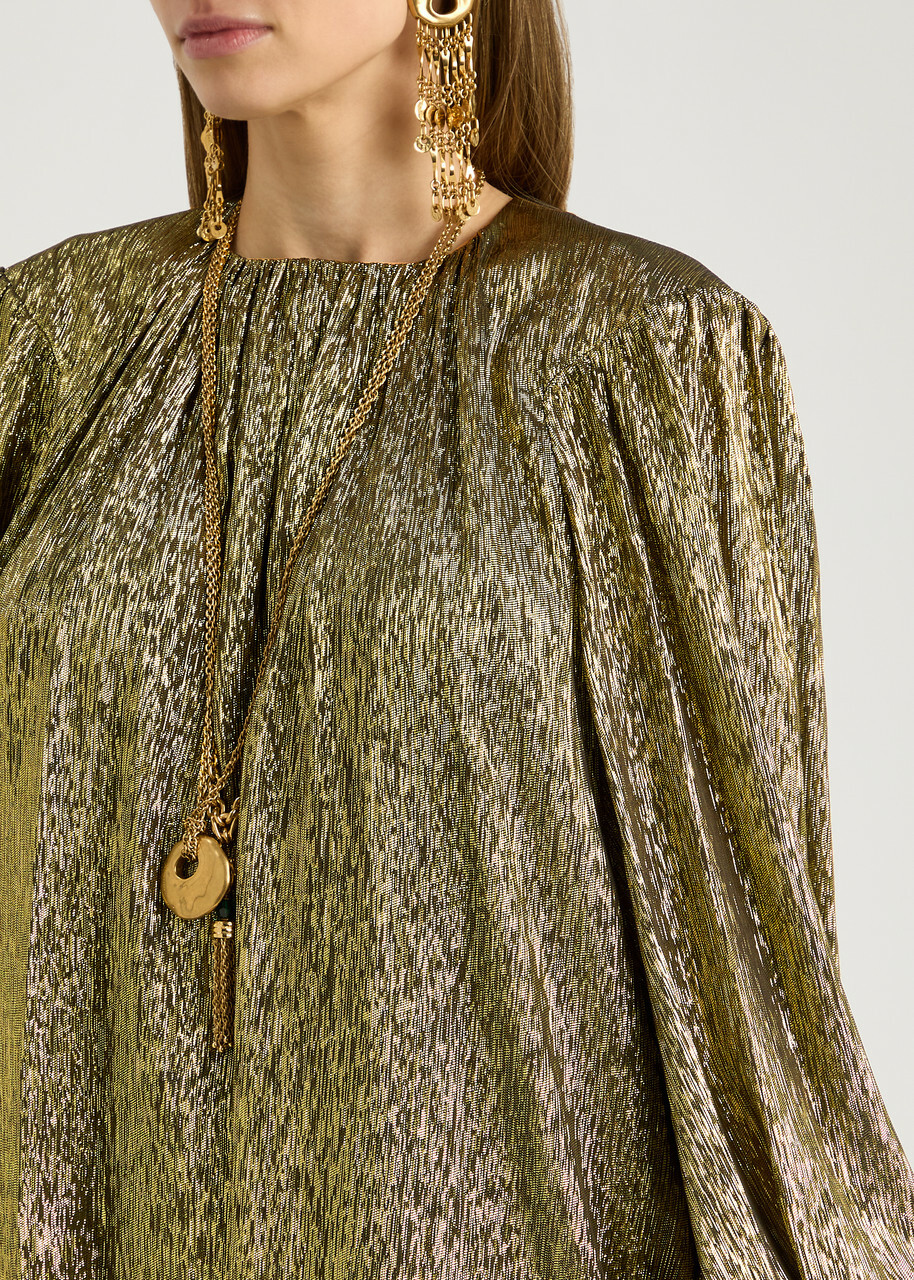 Chloe Metallic Silk-blend Mini Dress Black Gold Chloe