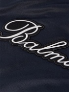 Balmain - Logo-Appliquéd Striped Satin-Jersey Track Jacket - Blue