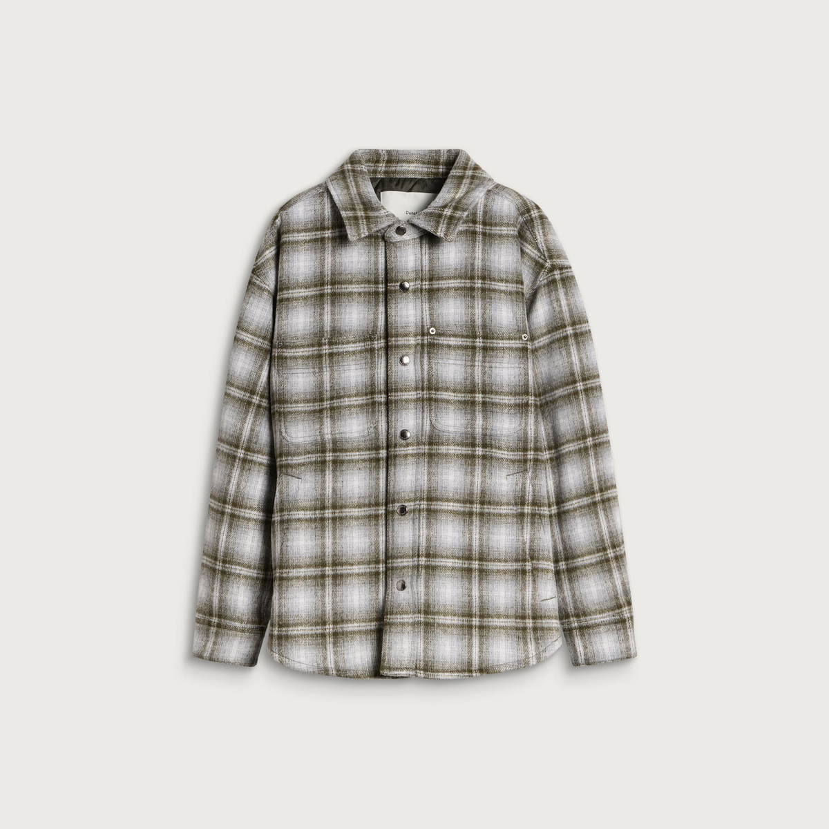 DUNST Women's Quilted Flannel Shirt in Khaki Check