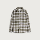 DUNST Women's Quilted Flannel Shirt in Khaki Check