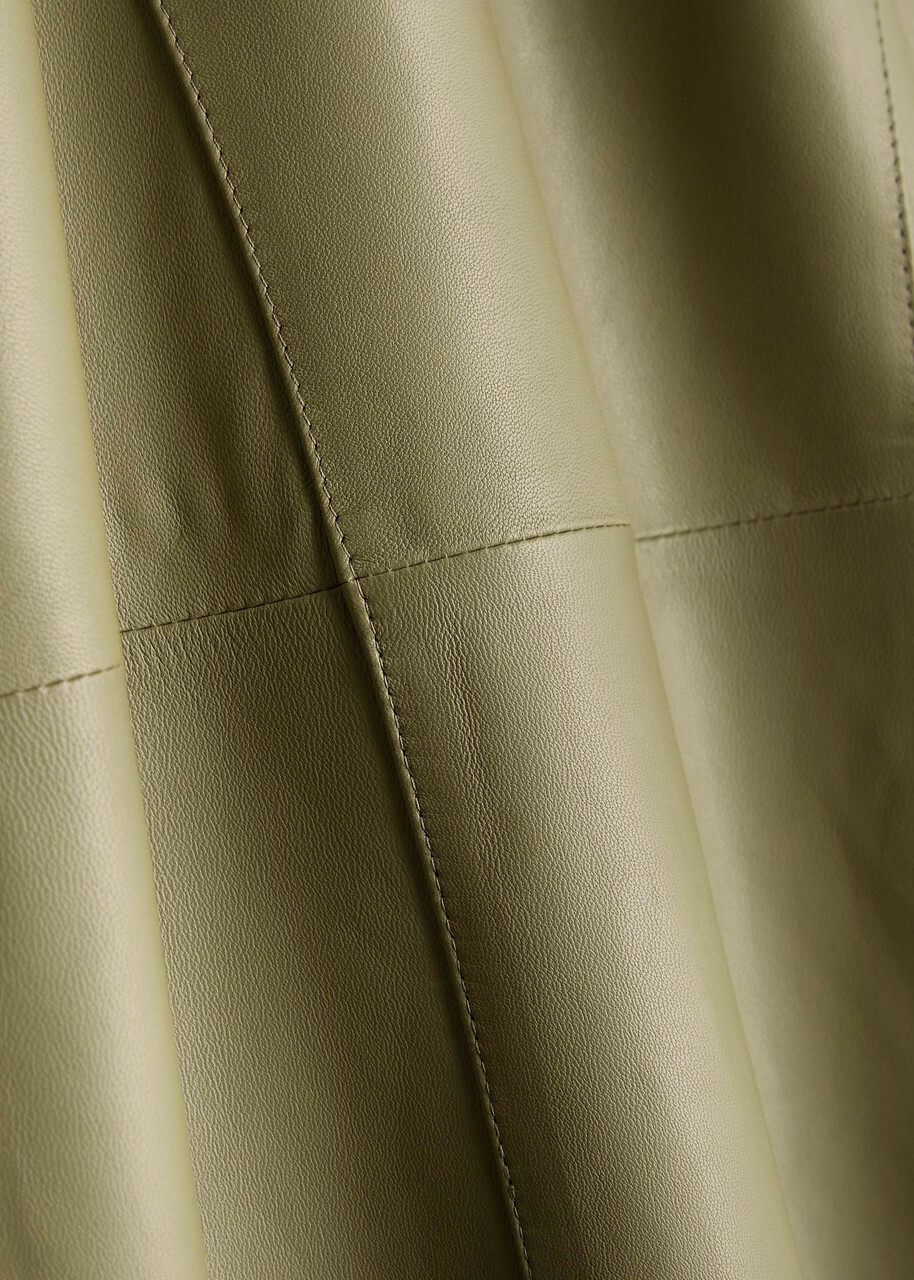 Arma Indrina Panelled Leather Midi Skirt Sage