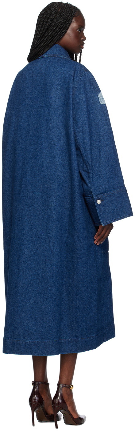 Erdem Indigo Floral Denim Coat