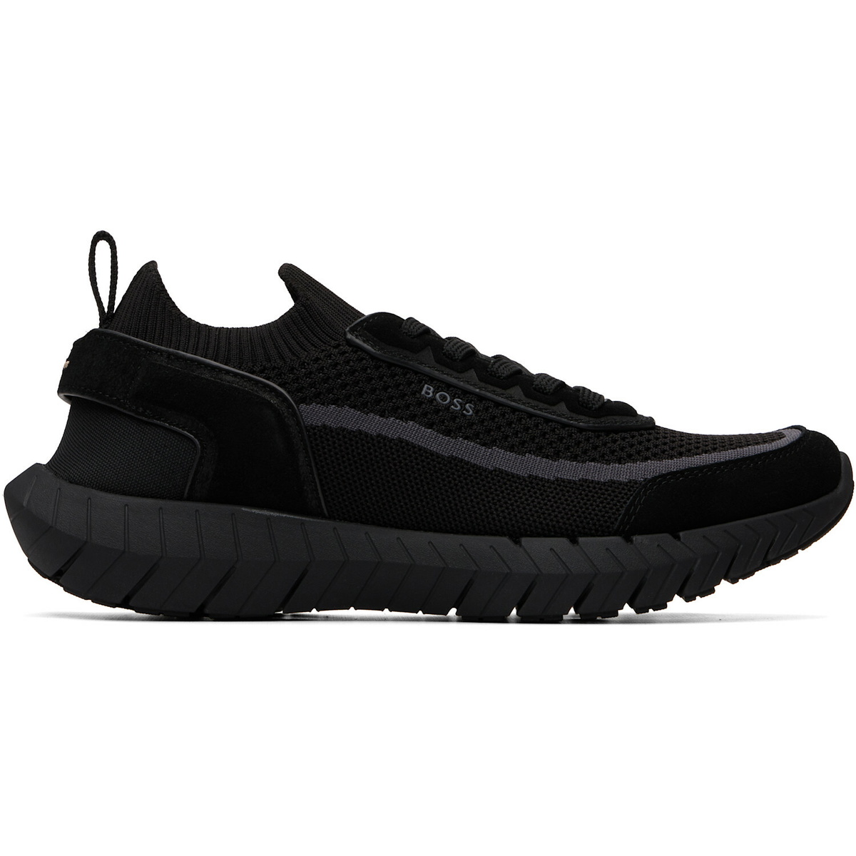 BOSS Black Suede Trims Sock Sneakers