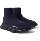 Balenciaga - Speed Sock Stretch-Knit Slip-On Sneakers - Men - Midnight blue