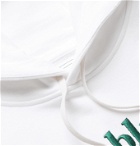 Casablanca - Laurel Logo-Embroidered Loopback Organic Cotton-Jersey Hoodie - White