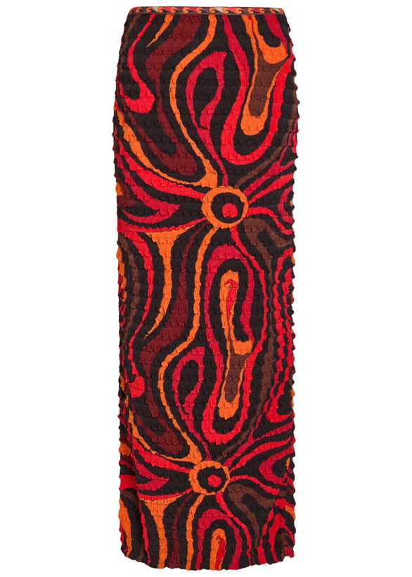 Photo: Pucci Printed Seersucker Midi Skirt Orange