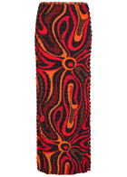 Pucci Printed Seersucker Midi Skirt Orange