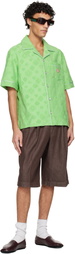 Casablanca Green Towelling Monogram Short Sleeve Shirt