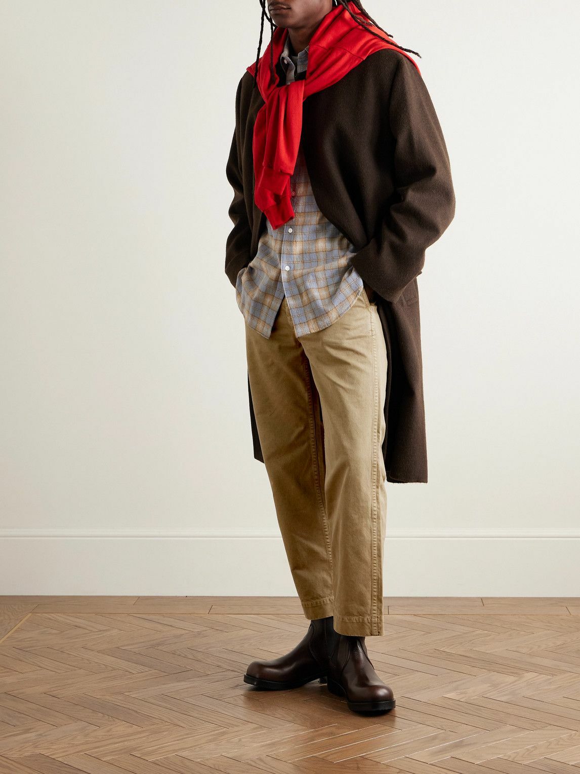 Auralee - Finx Straight-Leg Cropped Cotton-Twill Chinos - Neutrals