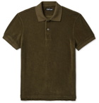 TOM FORD - Slim-Fit Logo-Embroidered Cotton-Terry Polo Shirt - Green