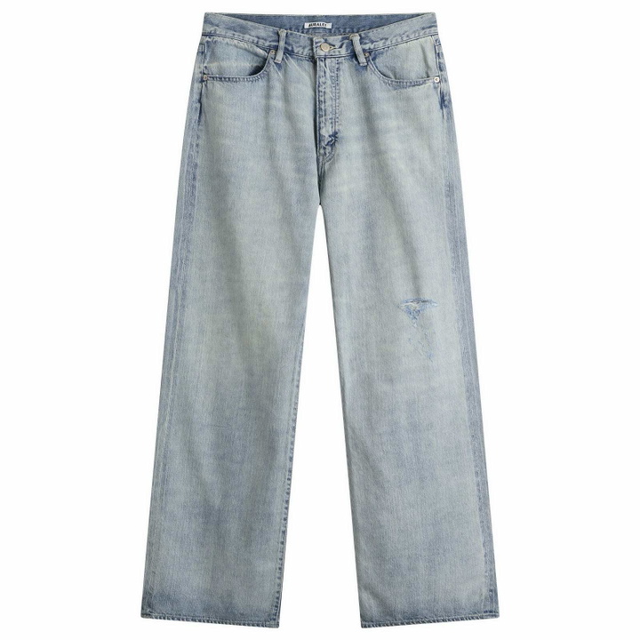 Photo: Auralee Women's Faded Selvedge Light Denim Pants in Light Indigo