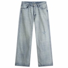 Auralee Women's Faded Selvedge Light Denim Pants in Light Indigo