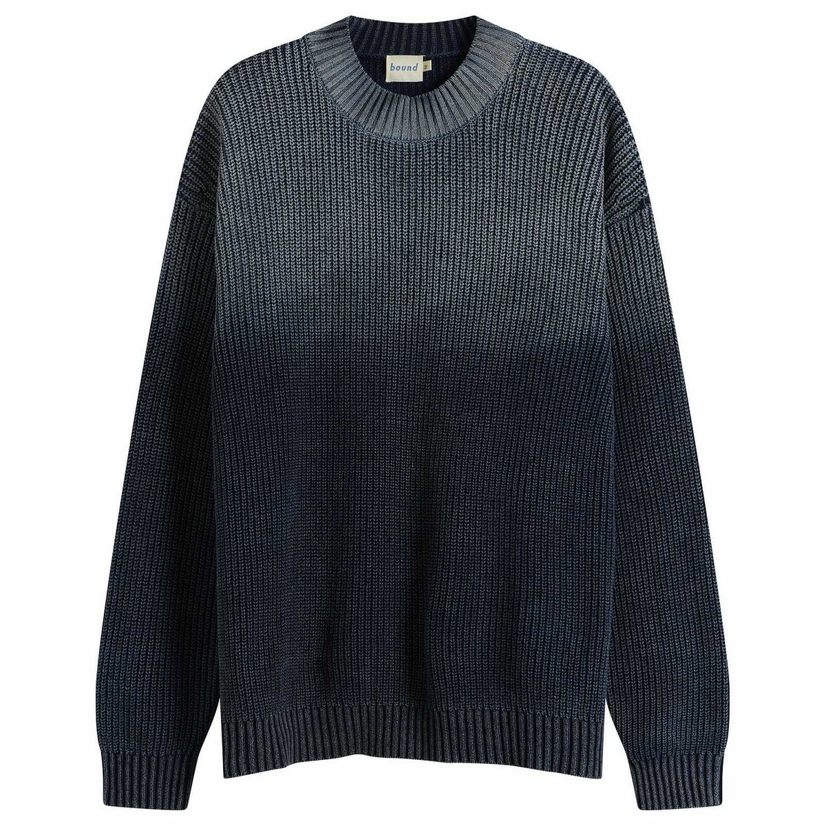 Bound Men's Spray Wash Cropped Knit Jumper in Midnight Blue