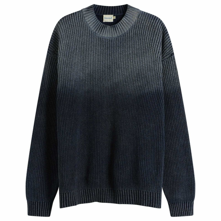 Photo: Bound Men's Spray Wash Cropped Knit Jumper in Midnight Blue
