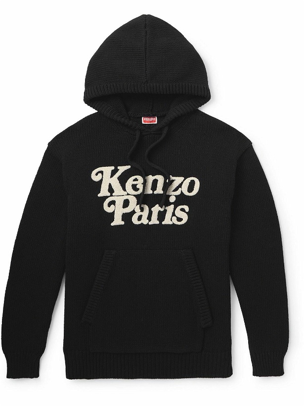 Photo: KENZO - Logo-Appliquéd Cotton Hoodie - Black