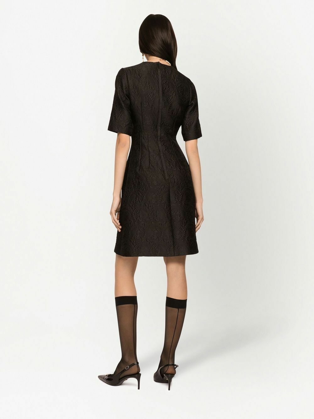Dolce & Gabbana Black Gray Jacquard Sheath Bodycon Dress main image 0