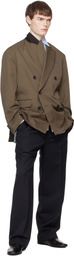 stein Navy Wool Kersey Straight Trousers