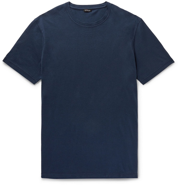 Photo: Kiton - Cotton and Cashmere-Blend T-Shirt - Blue