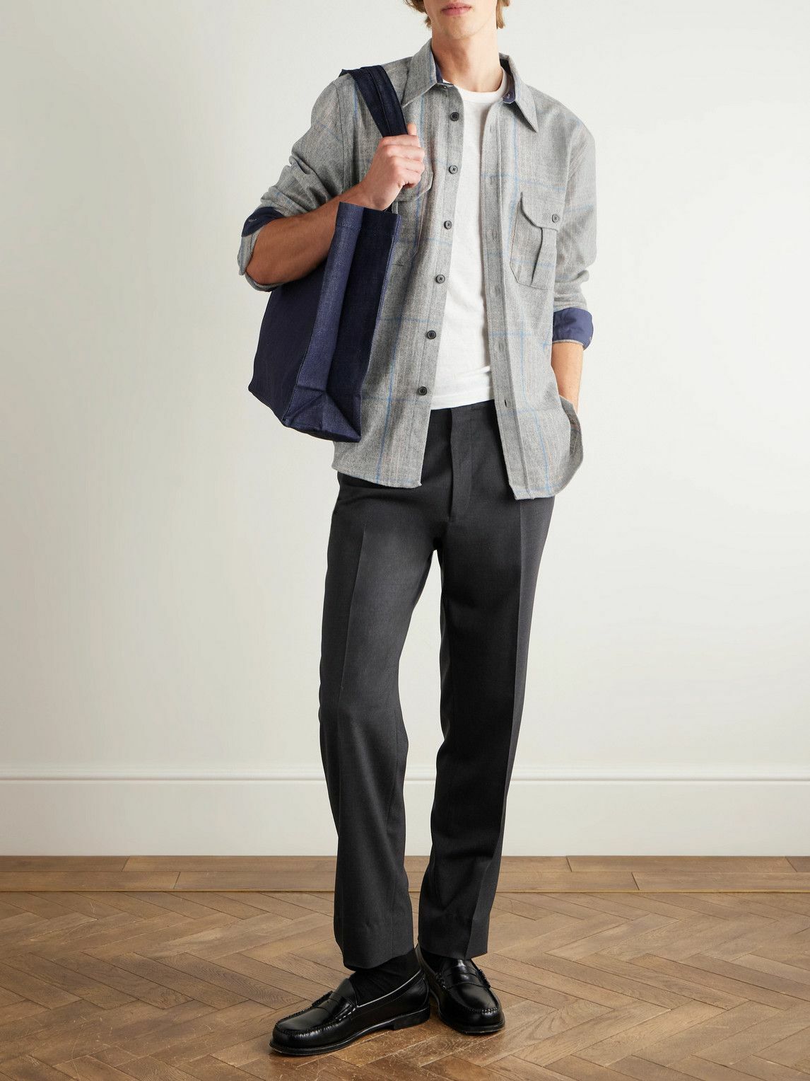 Portuguese Flannel - Fixon Checked Wool Overshirt - Gray