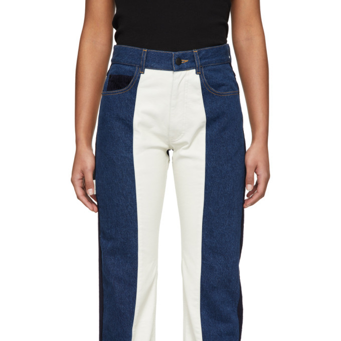 GR-Uniforma Blue and White Patchwork Jeans