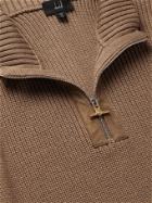 Dunhill - Slim-Fit Ribbed Merino Wool Half-Zip Sweater - Brown