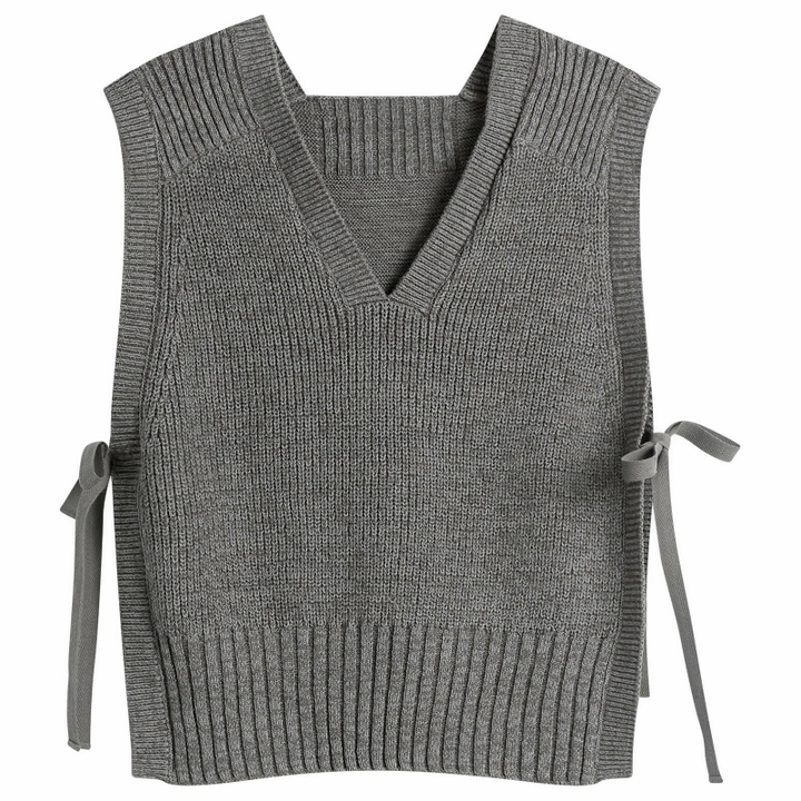 Photo: Beams Boy Women's Knitted Vest Top in Charcoal.G 