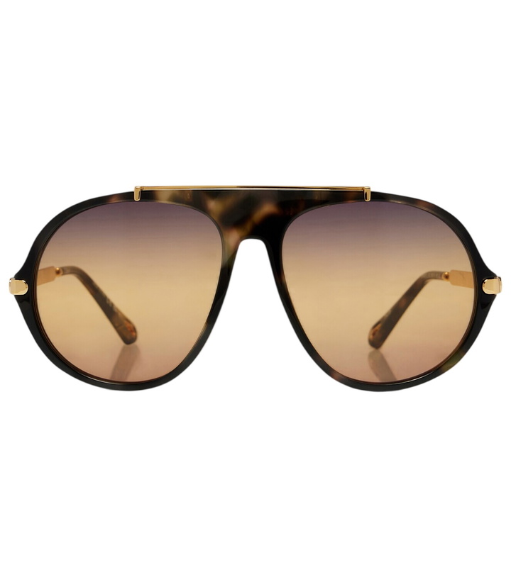 Chloe Gold and Tortoiseshell Aviator Sunglasses Chloe display picture 2