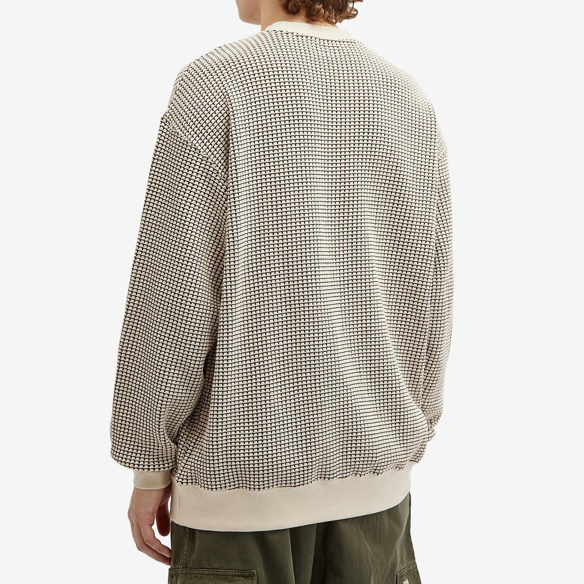 BEAMS Men's Double Heavy Waffle Sweatshirt in Beige