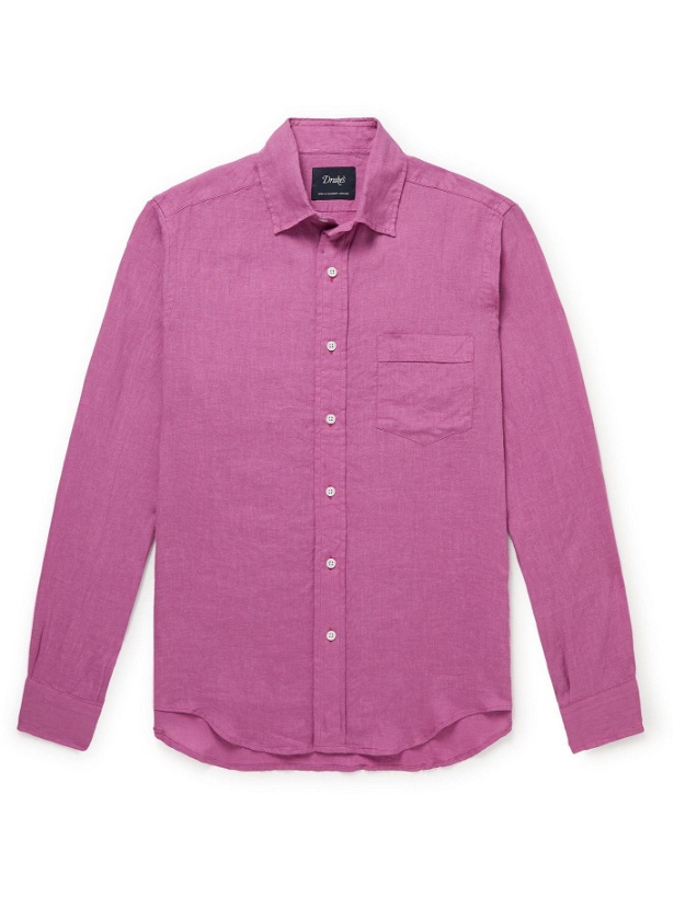 Photo: DRAKE'S - Linen Shirt - Pink