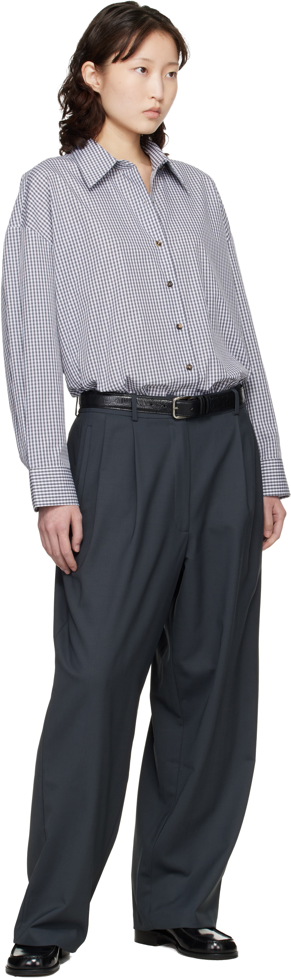 Cordera Gray & White Oversized Shirt