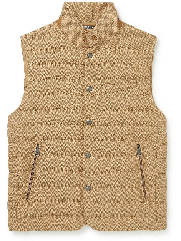 Photo: Ralph Lauren Purple label - Whitwell Quilted Wool, Linen and Cotton-Blend Tweed Down Gilet - Brown