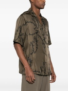 Nanushka Green Bodil Printed Silk Shirt