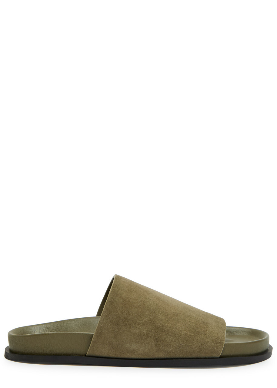 A.emery Luca Woven Leather Sliders Khaki