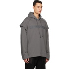 Juun.J Grey Embroidered Hoodie