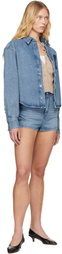 AMI Paris Blue Cotton Mini Denim Shorts