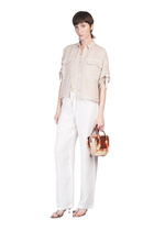 120% Lino Pants In Beige Linen