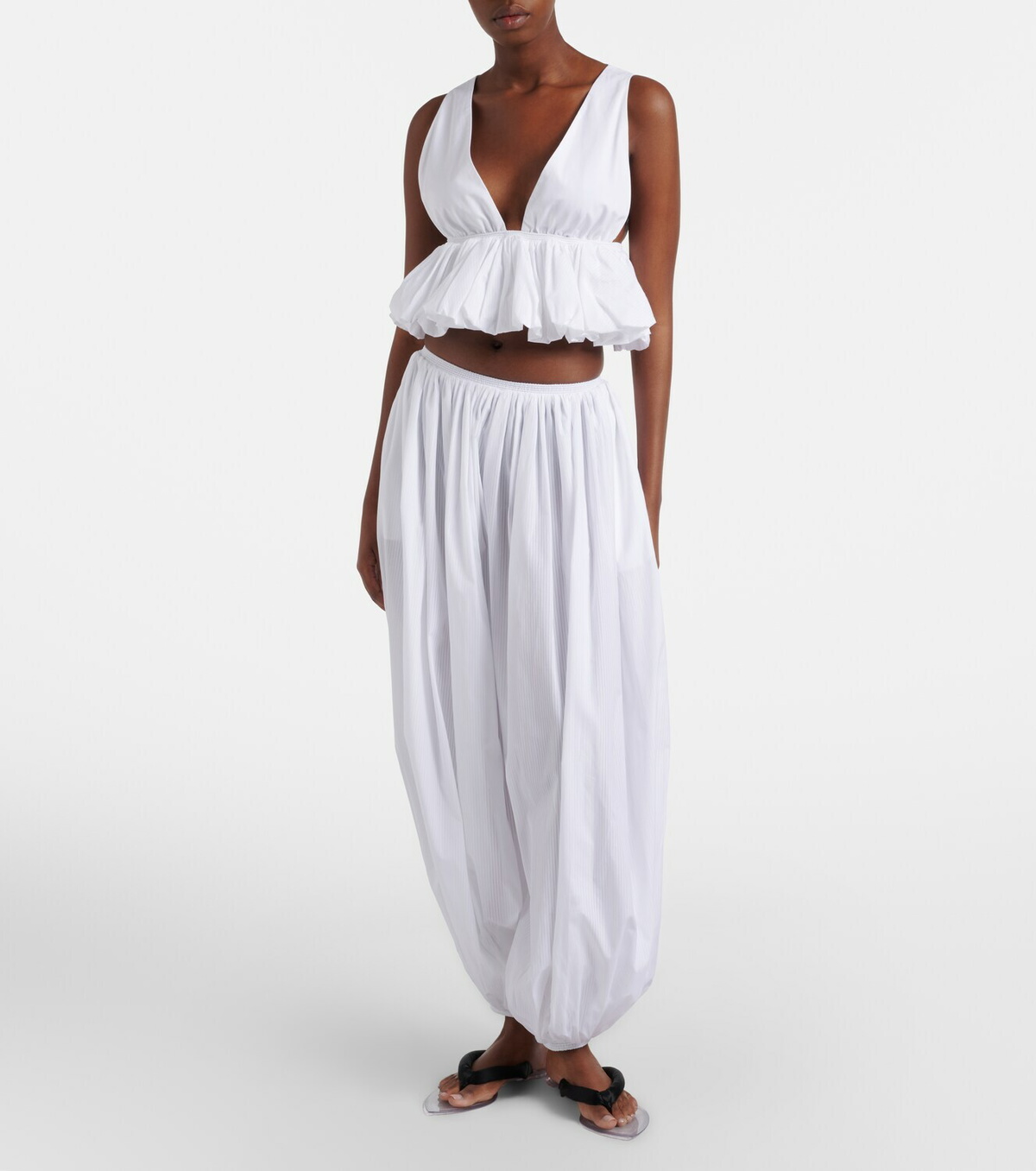 Alaïa Striped cotton poplin balloon pants