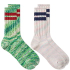 Anonymous Ism Remining 2 Line Sock - 2 Pack in Pink/Green