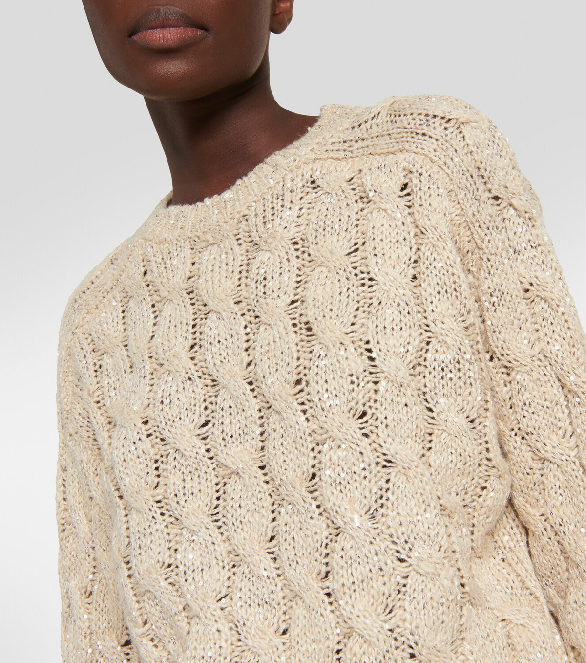 Brunello Cucinelli Cable-knit embellished sweater