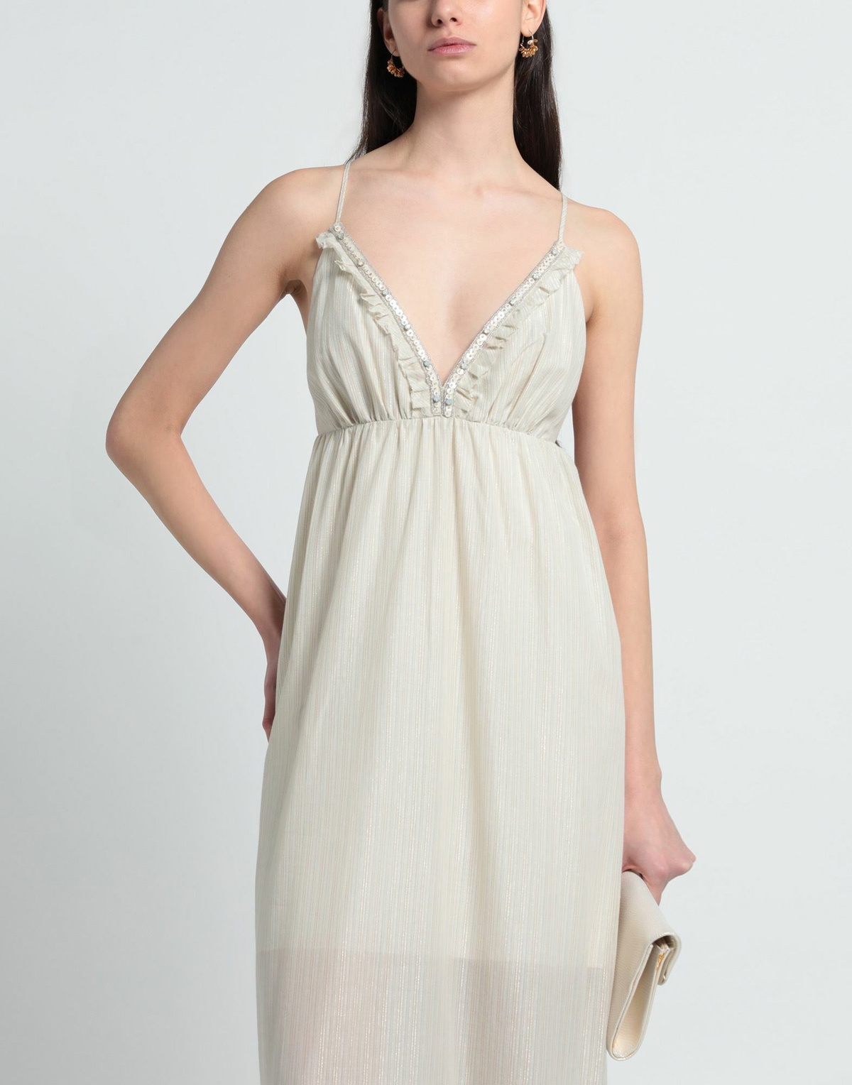 Manila Grace Womens Maxi dress in Beige