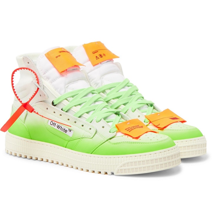 Photo: Off-White - Off-Court Dégradé Leather and Canvas Sneakers - White