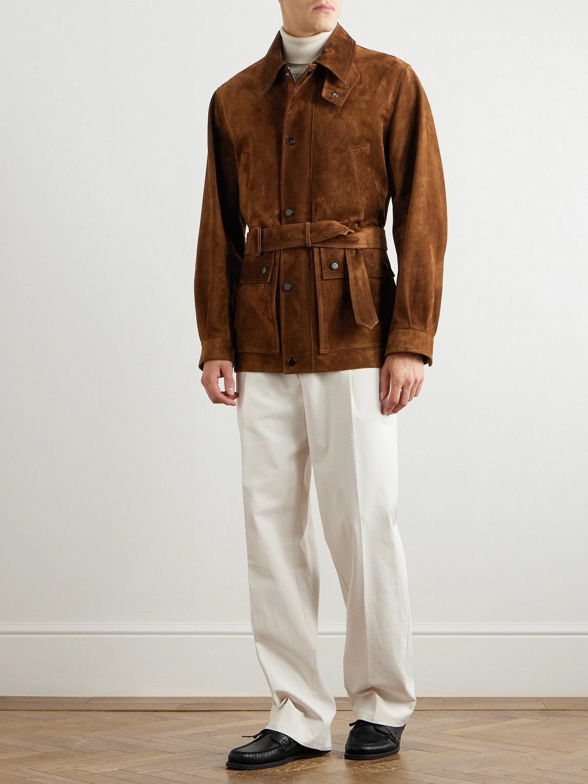 Dunhill - Belted Suede Field Jacket - Brown Dunhill