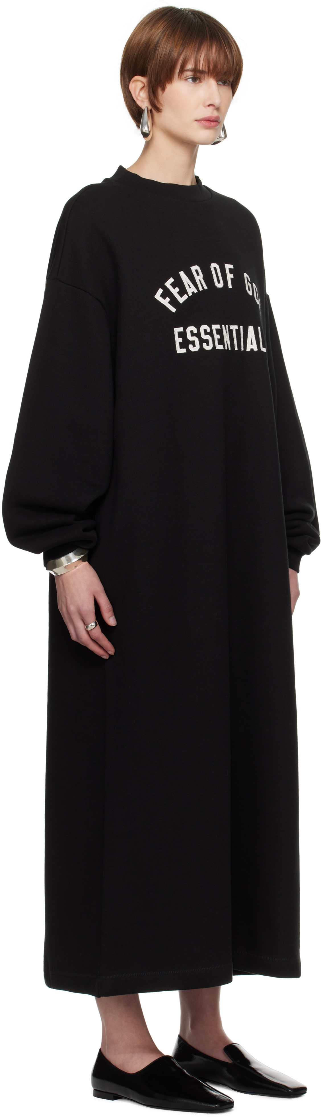 Fear of God ESSENTIALS Black Fleece Crewneck Midi Dress