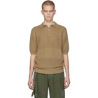 Marni Beige Knit Ajour Stripe Polo